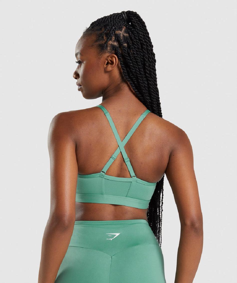 Staniki Sportowe Damskie Gymshark Ruched Zielone | PL 2933LIS